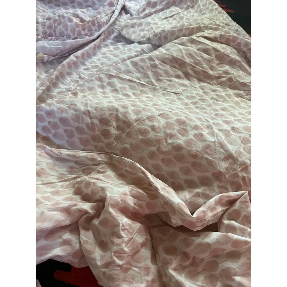 West Elm Stamped Dot Duvet Cover Set Rosette Blush Queen Full 2 euro Shams Pink